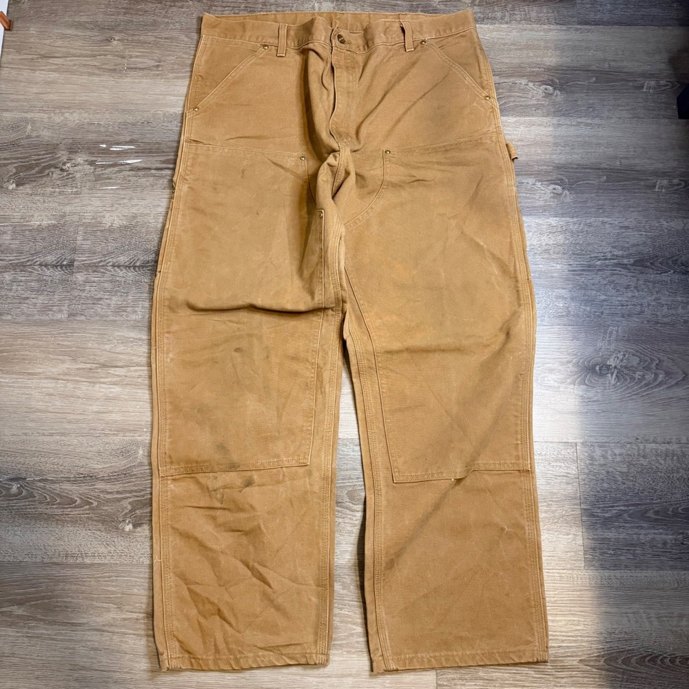 Carhartt B01 Double Knee Duck Canvas Work Pants Brown Mens 36x32 USA Made